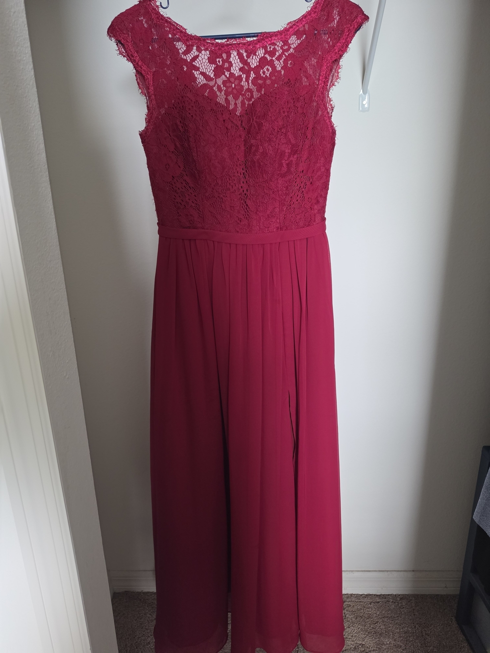 Azazie Fuchsia Lace Bodice Maxi Dress